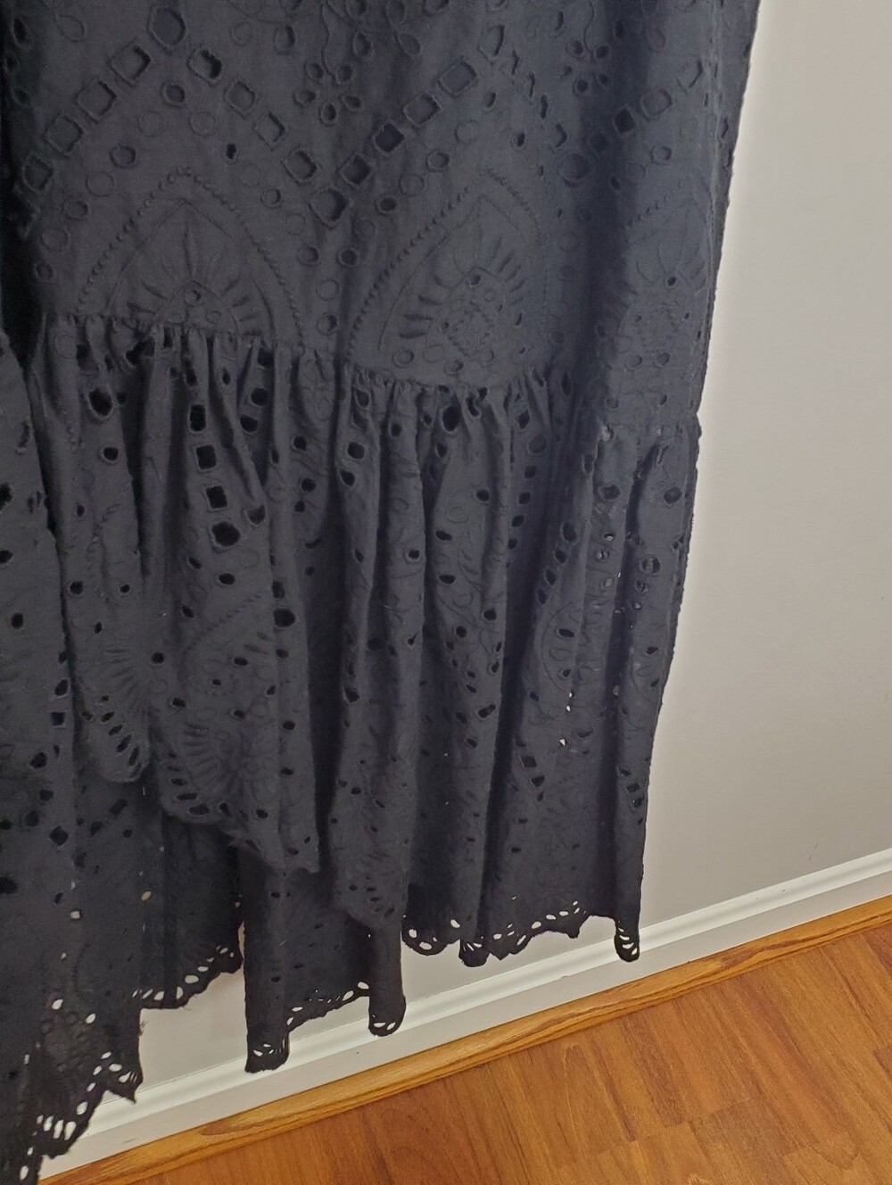 Maeve by Anthropologie Eyelet Wrap Midi Dress Size 6 NWT Black New - Picture 11 of 15